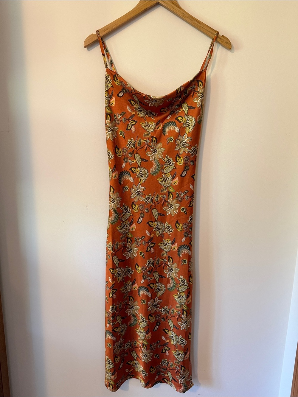 Inspired Hearts Rust Orange Floral Slip Maxi Dress